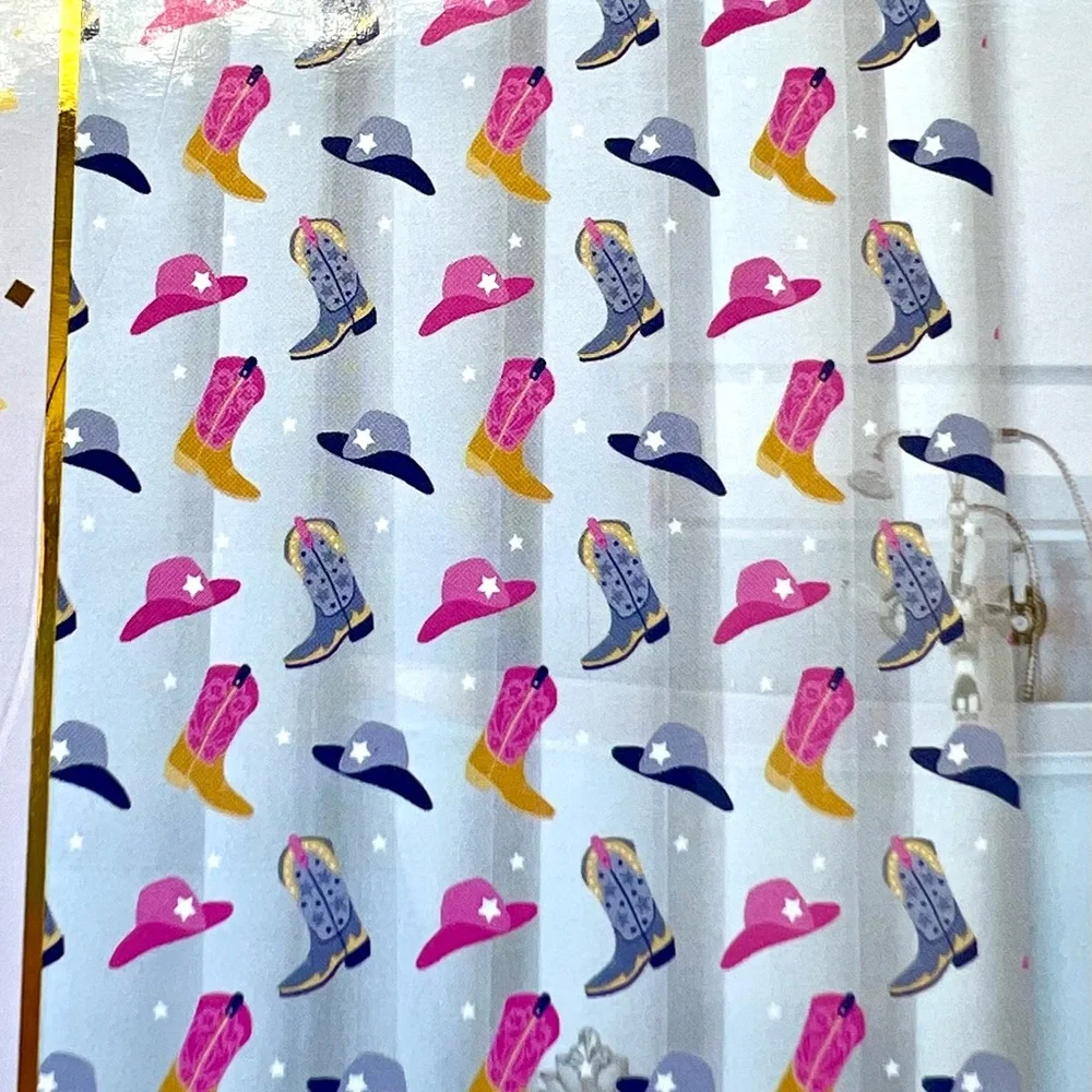 Pink & Purple Cowgirl Hats Boots Peva Shower Curtain
